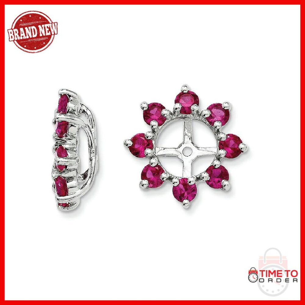 Sterling Silver Ruby Earring Jackets, 14mm Stud E… - image 1